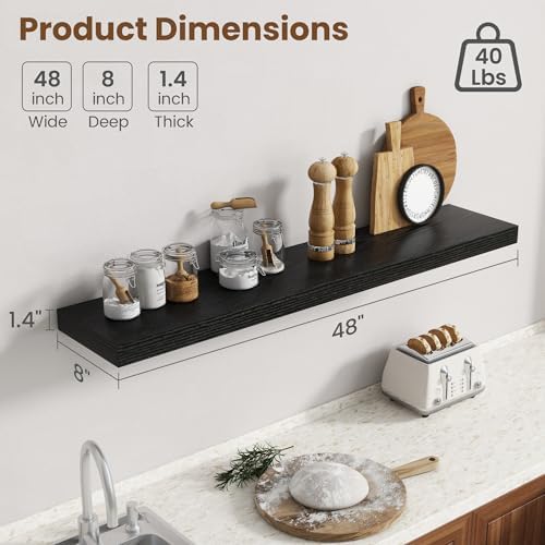 48 Inch Floating shelves for Wall, 8 Inch Deep, Invisible Brackets - Image 3