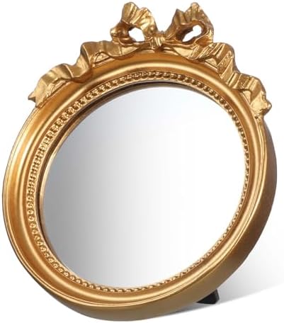 Vintage Wall Mirror, 4.2'' Gold Vintage Makeup Desk Mirror Decorative Vanity by Unknown