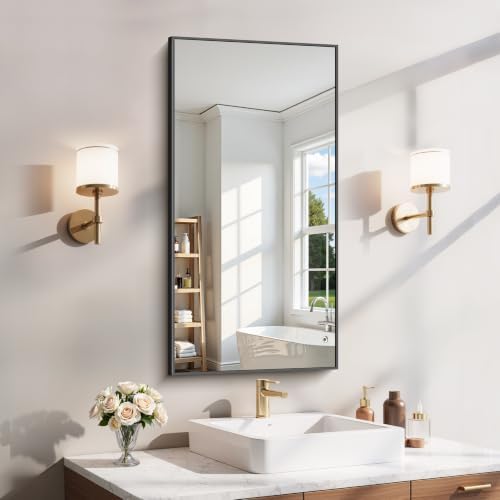 YIROMAN Bathroom Mirror 20"x40", Matte Black Bathroom Mirror by Unknown