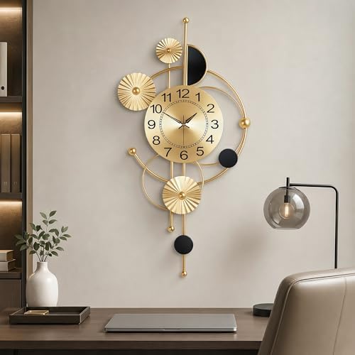 32" Modern Large Wall Clock Decorative Metal Art - Image 2
