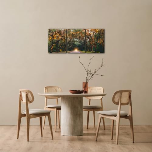 Pacimo 3 Pieces Autumn Landscape Wall Art Decor Fall Orange Hanging Tree Canopy - Image 4