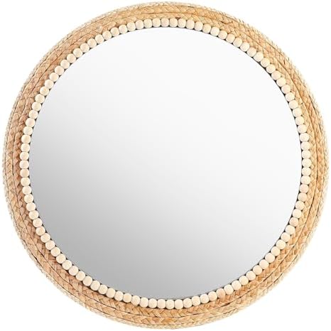 21 Inch Boho Round Hanging Wall Mirror Decorative Rattan Circle Wall Mounted by SWTHONY