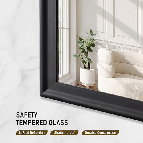 Black Wall Mirror for Bathroom, Rectangle Large 30 x 36 Inch Vanity Mirrors - Image 6