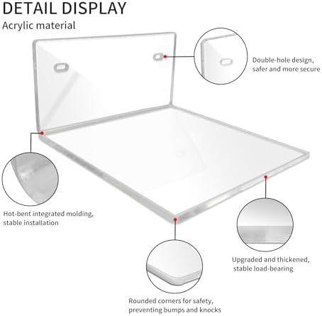 6 Inch 2PCS Clear Acrylic Floating Wall Shelves, Small Floating Shelves - Image 4
