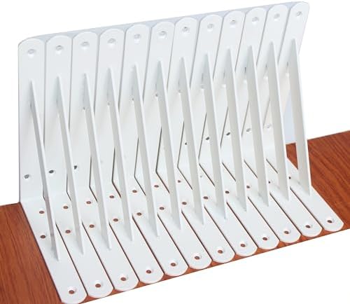 12 Pack L8 x H 6" White Heavy Duty Shelf Brackets by MHMYDZ