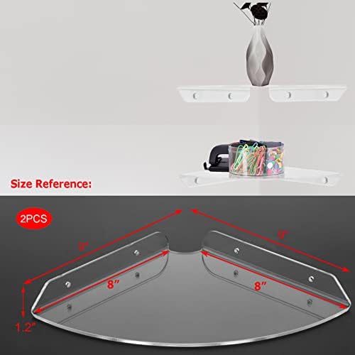 Cosmos 2 Pcs Acrylic Wall Mount Floating Corner Shelves Quarter Round Shower - Image 3