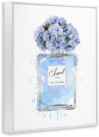 Blue Flowers Perfume Bottle Glam, 24 x 30 Inch Framed Giclée Print - Image 2