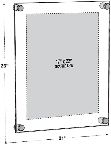 Azar Displays 105528-GLD Acrylic Floating Double Panel Wall Frame, Overall - Image 3