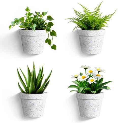 Asnext 2 Pack Wall Planter, 7.5 Inch Wall Haning Planter, Speckled White - Image 7