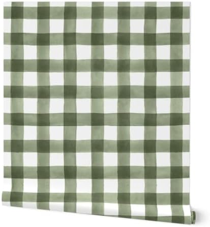Spoonflower Green Fall Plaid Peel and Stick Wallpaper by Spoonflower