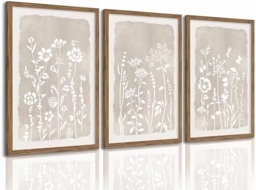 Neutral Floral Wall Art Set of 3 by Unknown