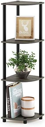 Furinno TURN-N-TUBE Corner Shelf, 4-Tier Corner Bookshelf, Display Storage by Furinno-FitsYourSpaceFitsYourBudget