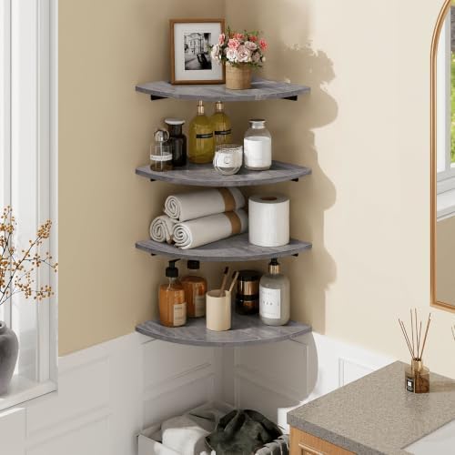 Homode Corner Floating Shelves, Round Corner Shelf Wall Mount Set of 4 - Image 2