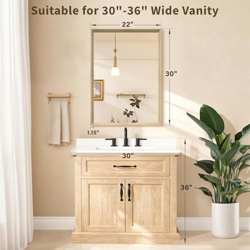 Oak Wood Effect Framed Wall Mirror, 22x30 Rectangle Mirror - Image 2