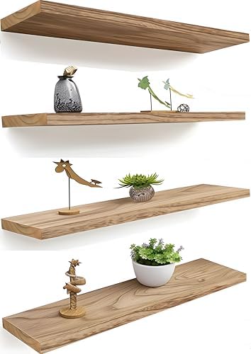 24 Inch Light Wood Floating Shelves by YFYEO