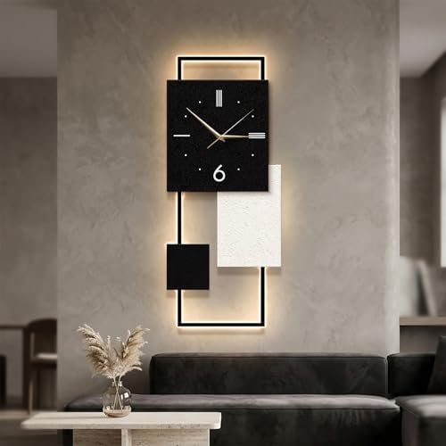 YHTCSXMD 3D LED Wall Art with Silent Clock, Modern Sandstone Wall Decor by Unknown