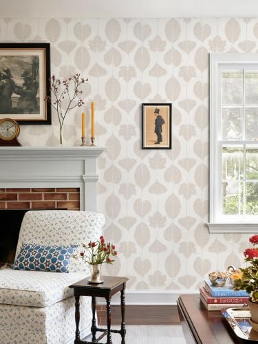 Dimoon Modern Peel and Stick Wallpaper Beige Leaf Contact Paper Botanical - Image 3