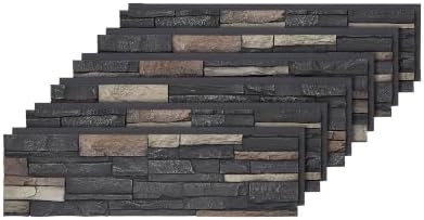 6-Pack Faux Stone Wall Panels, Exterior Interior, Urban Slate by Wallwell