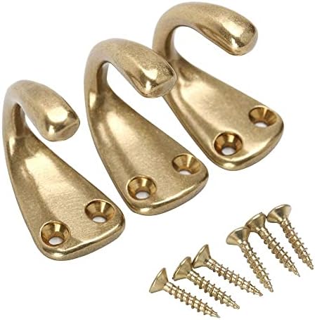 RZDEAL 3PCS Vintage Coat and Hat Hook Brass Classico Wall Hanging by RZDEAL