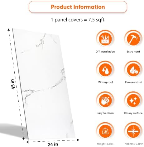 4 Pcs 24"x45" PVC Marble Wall Panels - Image 2