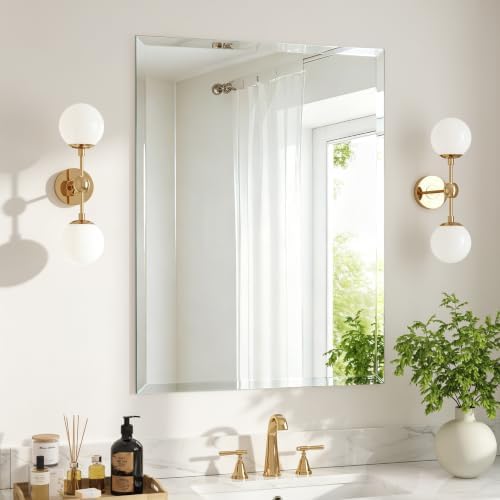24" x 32" Beveled Edge Frameless Rectangle Mirror by GOAND