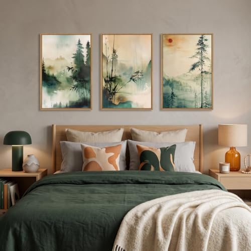 Chinoiserie Landscape Framed Canvas Wall Art Set-16"x24"x3 - Image 4