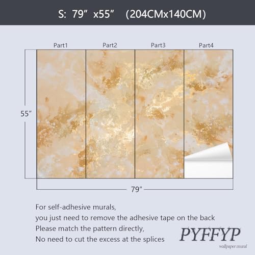 PYFFYP-Gold Marble Peel and Stick Wallpaper murals Abstract Art Sticker - Image 5