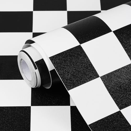Black and White Contact Paper Checkered Peel and Stick Wallpaper Self Adhesive by Qianglive