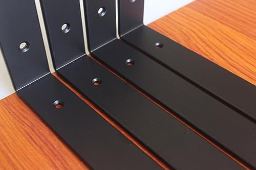 10 Pack - L 8" x H 6" x W1.5, 5mm Thick Black L Shelf Bracket, Iron Shelf - Image 5