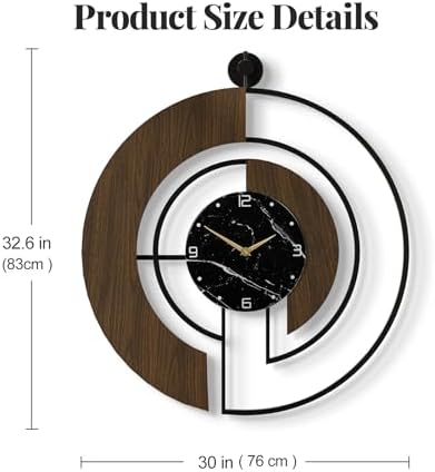 Cuspin Large Wall Clock 30 Inch, Modern Walnut Marble Dial Decorative Clock - Image 7