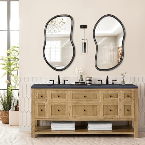 Asymmetrical Wood Mirror Irregular Wall Mirror Large Bathroom Mirror - Image 7