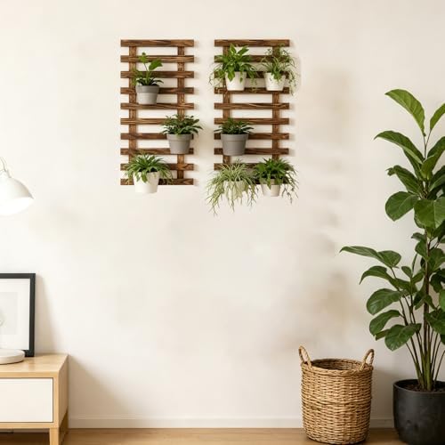 Pack of 2 Vertical Wooden Wall Planter Trellis - Image 5