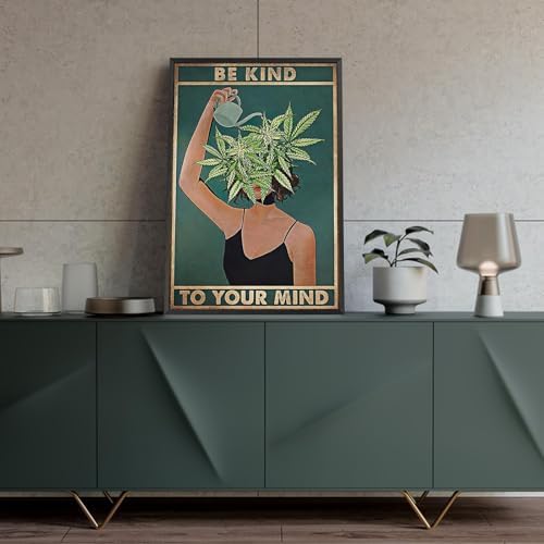 Vintage Mental Health Be Kind To Your Mind Posters Green Background Abstract - Image 5
