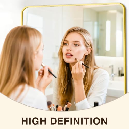 Vanity Bathroom Mirror, 40”x28” Gold Bathroom Mirror - Image 4