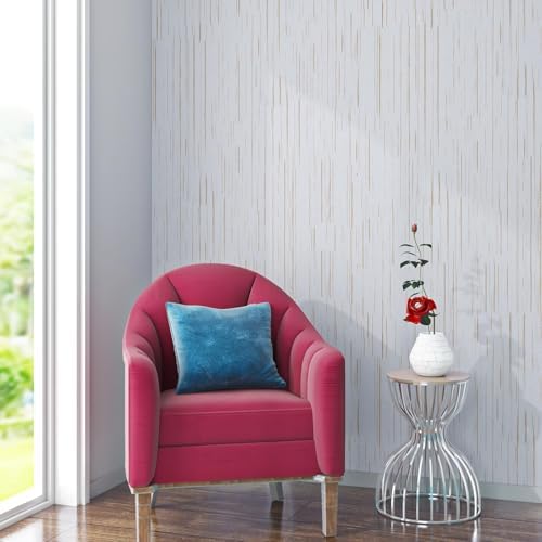 Livelynine Textured Wallpaper Peel and Stick White and Gold Grasscloth - Image 5