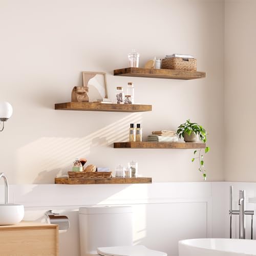 RALGEND Floating Shelves for Wall, 23.6" Wooden Wall Shelf Set of 4 - Image 2