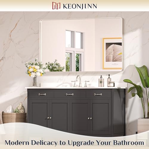 Keonjinn 48 x 30 Inch Brushed Nickel Bathroom Mirrors - Image 2