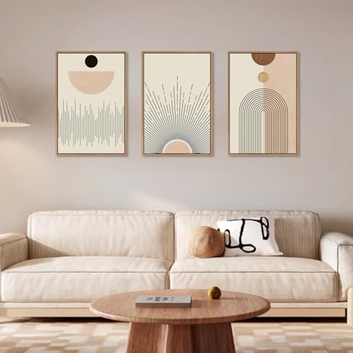LHIUEM Large Abstract Boho Line Framed Canvas Wall Art Set, Modern Geometric - Image 2