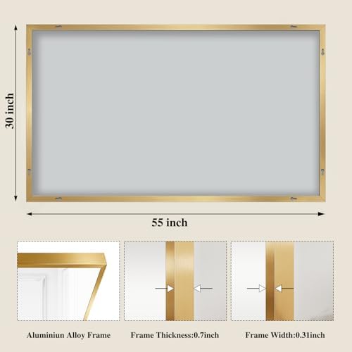 Koonmi Gold Mirrors for Wall, 30x55 Inch Bathroom Mirror, Rectangular Wall - Image 2