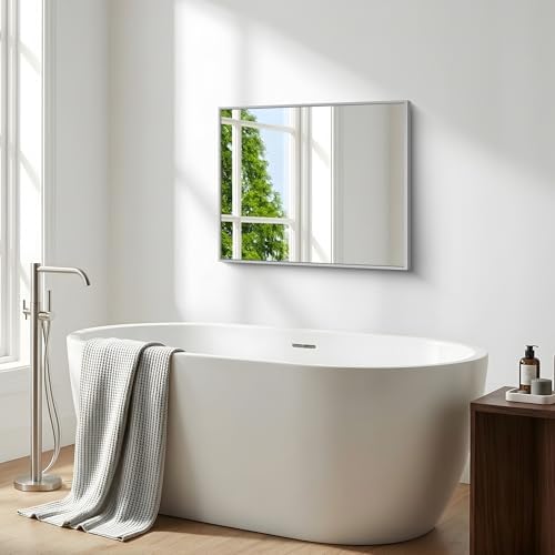 BONEWEI Silver Bathroom Mirror, 24x30 inch Wall Mirror - Image 3