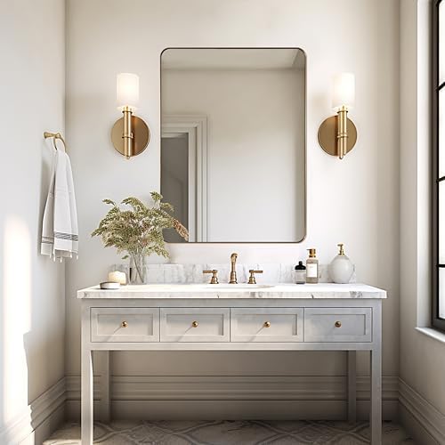 ANDY STAR Gold Bathroom Mirror, 30x36 Brushed Brass Rectangle Mirror - Image 2