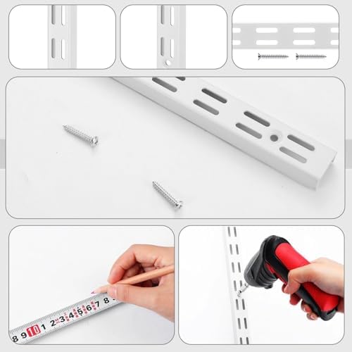 MorningRo 12 Pack 47.5" Dual Track Shelving Rail, Dual Slot Upright - Image 5
