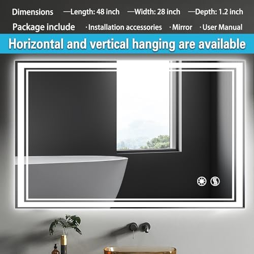 48 x 28'' LED Mirror for Bathroom, Bathroom Mirror - Image 4