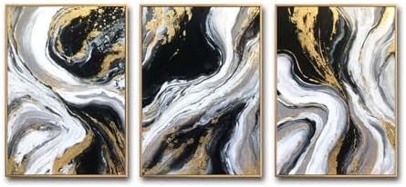 3D Textured Black and Gold Abstract Wall Art - Image 4