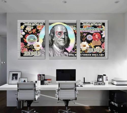 Money Pictures Wall Art 3 Panels Money Posters Prints Art Colorful one Hundred - Image 2