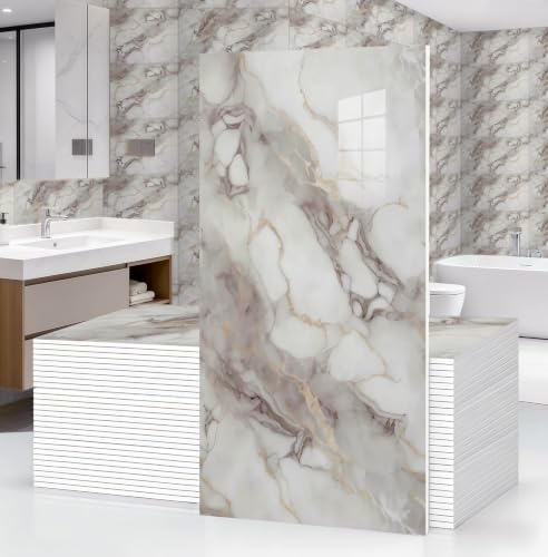 30Pcs Marble Wall Panels 23.6"X11.8" PVC Waterproof Tiles Peel and Stick Wall by GRITHOME