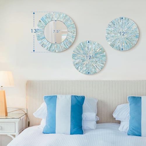 3PCS Natural Mother of Pearl Beach Mirror Wall Art Room Decor - Image 5