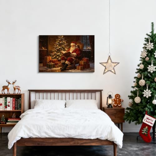 AVANT GARDE CANVAS Christmas Canvas Wall Art, Santa Claus Reading Book Poster - Image 4