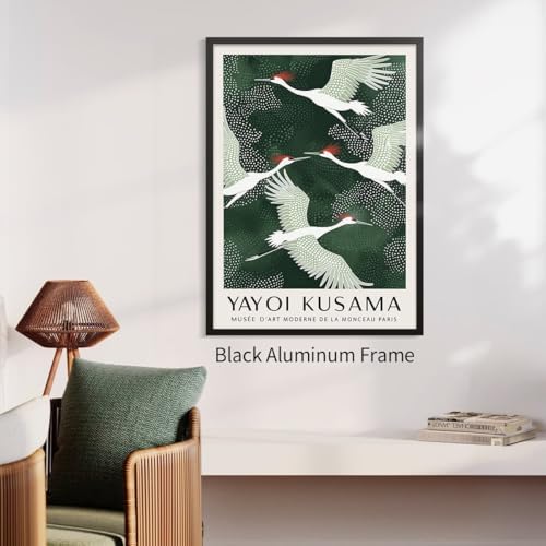 Black Framed Canvas Wall Art Japanese Flying Cranes Artwork 16x24in Vintage - Image 5