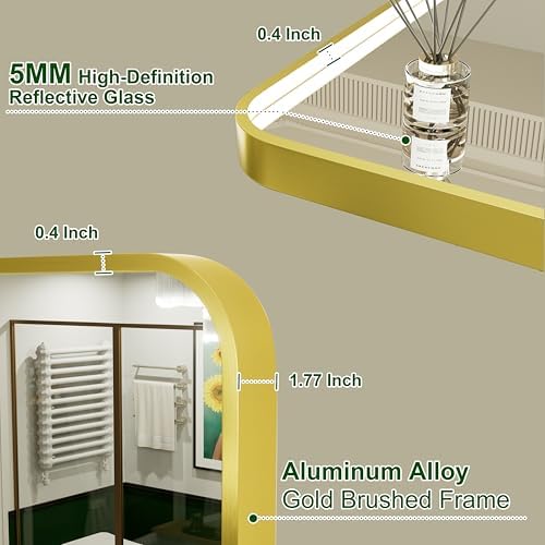 48"x36" Gold LED Bathroom Mirror - Image 5